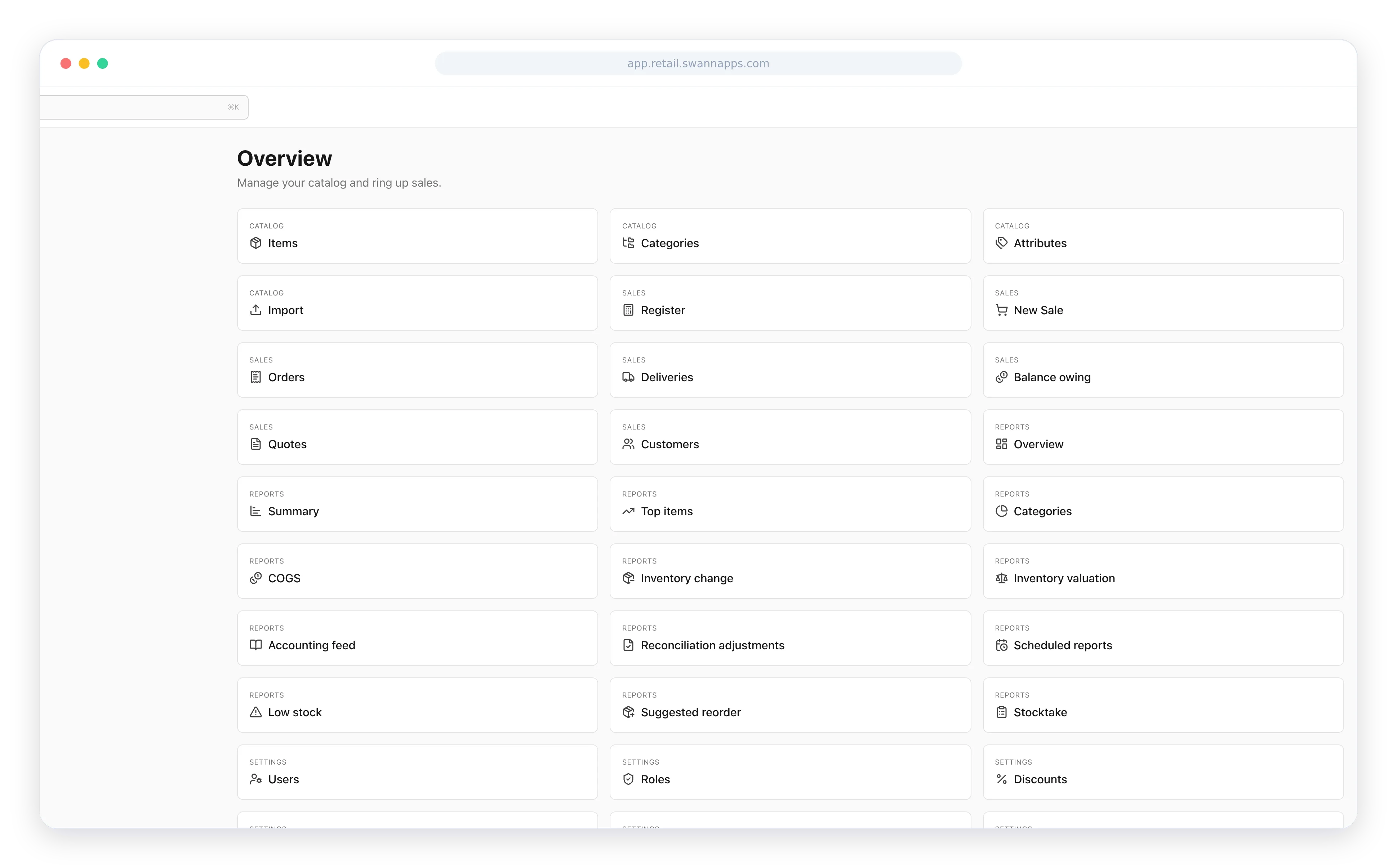 Manage your whole catalog and store from one overview